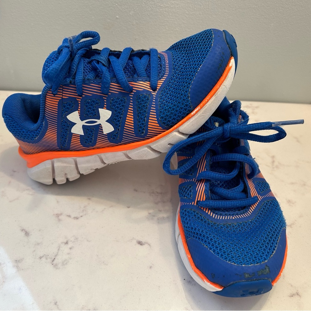 Under Armour Kids Blue and Orange Sneakers- Size 12T